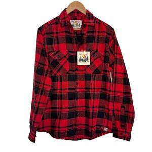 Free Planet NWT red & black plaid flannel button up shacket shirt